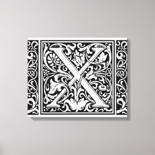 Impressão Em Tela Letra X Monograma Medieval Arte Nova