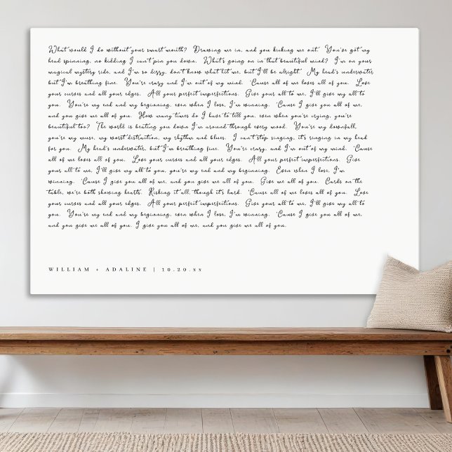 Impressão Em Tela Letras de Música Minimalista Tipografia de Roteiro (Criador carregado)