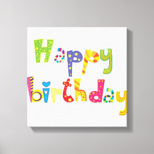 Impressão Em Tela Letras do divertimento do feliz aniversario