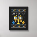 Impressão Em Tela Let's Get Lit Chanukah Hanukkah Funny Christmas Ug<br><div class="desc">This is a great gift for your family,  friends during Hanukkah holiday. They will be happy to receive this gift from you during Hanukkah holiday.</div>