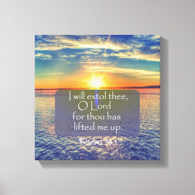 Impressão Em Tela Levantamento do Oceano com Bíblia de Salmos Verso (Frente)