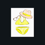 Impressão Em Tela Levante o Sol - maiô amarelo<br><div class="desc">Soque o Sol I por Blanckslate. Apresenta um maiô amarelo de duas peças com um chapéu cor-de-rosa e óculos de sol para acessórios. | 140677GG</div>