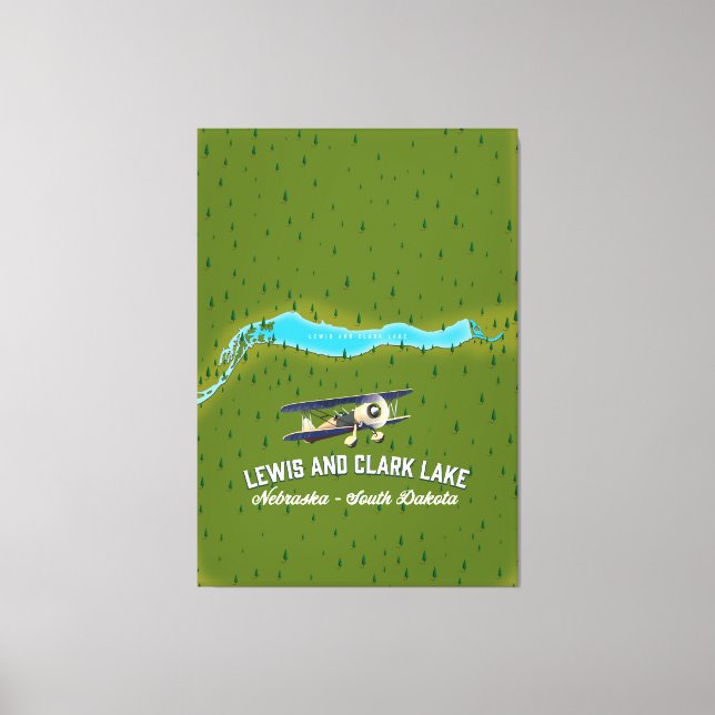 Impressão Em Tela lewis e clark Lake map poster. (Frente)