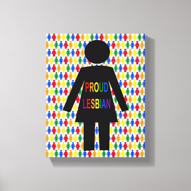 Impressão Em Tela LGBTQ Silhouette Lésbica e Damas Arco-Íris (Frente)
