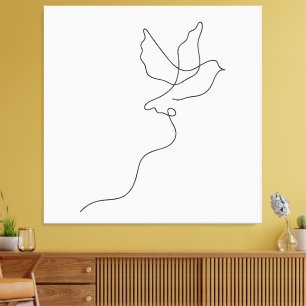 Impressão Em Tela Liberdade em uma linha - Dove minimalista