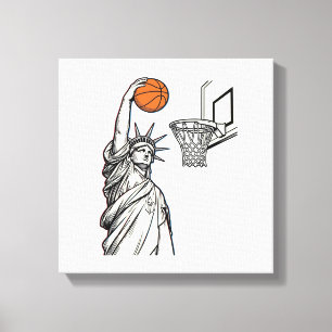 Impressão Em Tela Liberty Basketball Dunk Desenho de Gravura Vintage