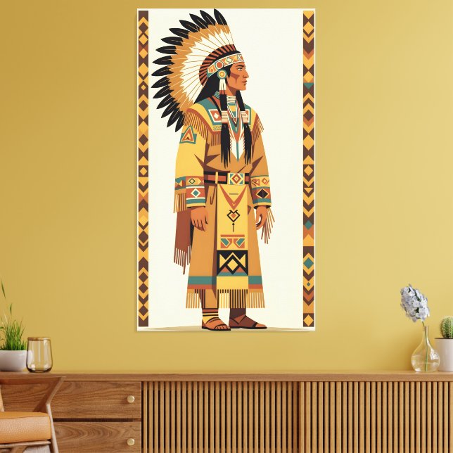 Impressão Em Tela Líder Indígena Americano (Insitu(Sala de estar))