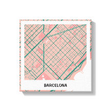 Lienzo mapa minimalista Barcelona - Rosa-verde
