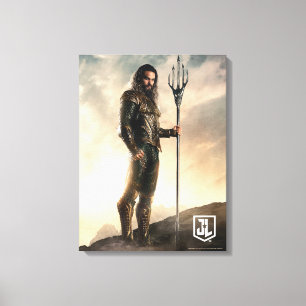 Impressão Em Tela Liga da Justiça  Aquaman no campo de batalha