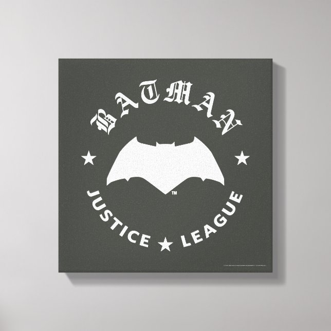 Impressão Em Tela Liga da Justiça | Batman Retro Bat Emblem (Frente)