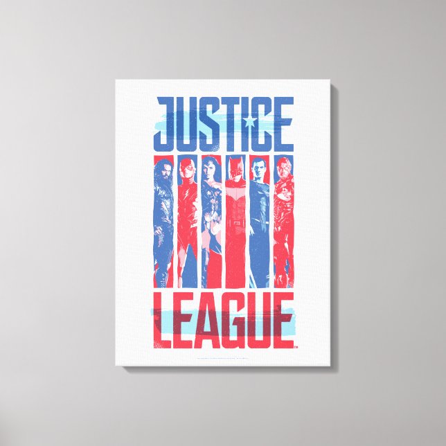 Impressão Em Tela Liga da Justiça | Blue & Red Group Pop Art (Frente)