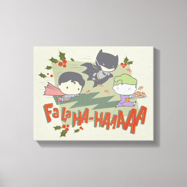 Impressão Em Tela Liga da Justiça Chibi Holiday Cookie Chase (Frente)