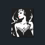 Impressão Em Tela Liga da Justiça | Mulher Maravilha Noir Pop Art<br><div class="desc">Veja este desenho estilizado preto e branco da Mulher Maravilha da Liga da Justiça. Esta arte de pop inspiração tem um ponto vermelho de cor para o batom.</div>