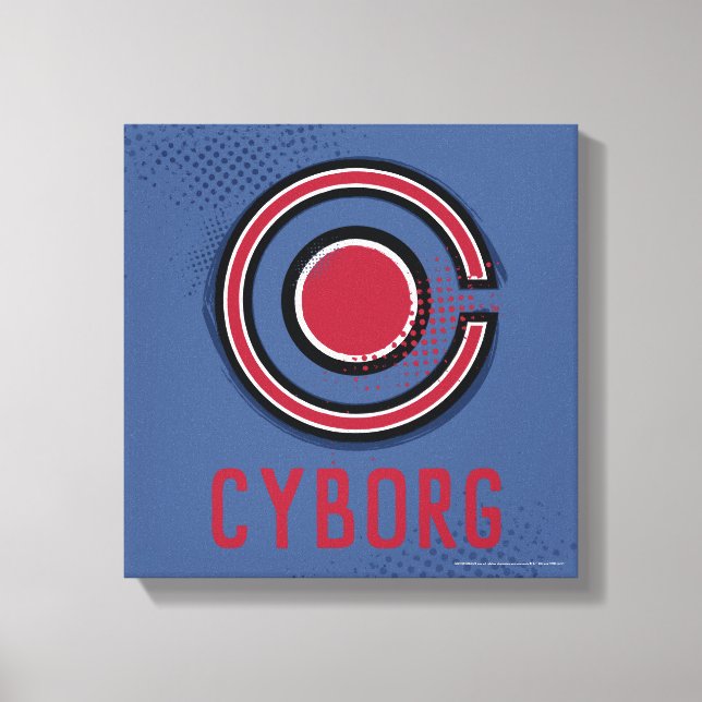 Impressão Em Tela Liga da Justiça | Símbolo Ciborgue Pincel e Meio-T (Frente)