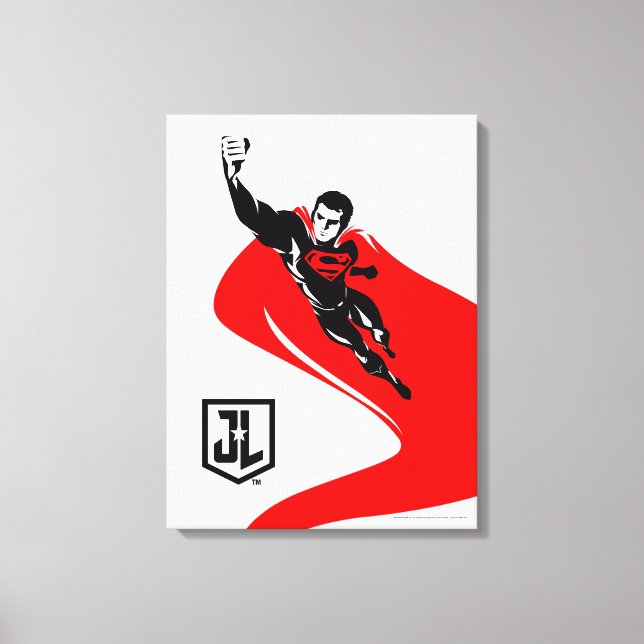 Impressão Em Tela Liga da Justiça | Superman Flying Noir Pop Art (Frente)