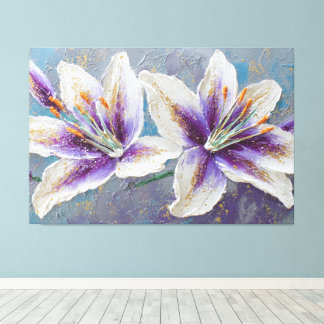 Impressão Em Tela Lilases Brancas com Centro Roxo Textura Abstrata n
