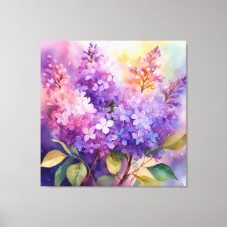 Impressão Em Tela Lilases em Aquarela