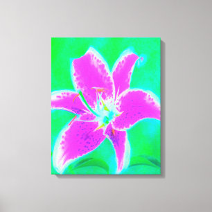Impressão Em Tela Lily, com Stargazer Rosa Quente, em Turquesa e Ver