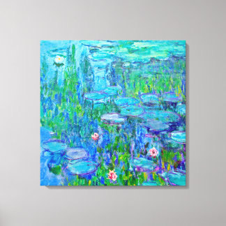 Impressão Em Tela Lily Pond Monet Art Fresca De Água Azul