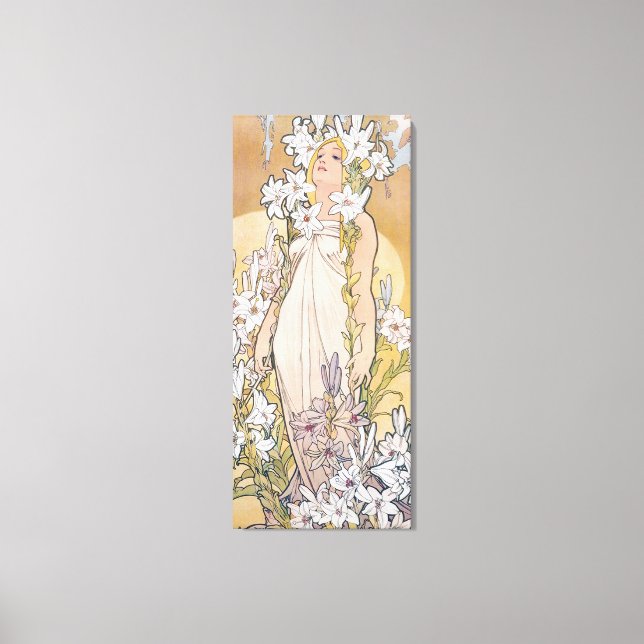 Impressão Em Tela Lily (Quatro Flores), Alphonse Mucha (Frente)