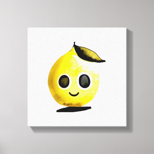 Impressão Em Tela Limão Emoji Desenhado À Mão - Impressão De Tela Es (Frente)