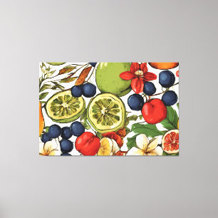 Impressão Em Tela Limas, Limões e Flores Mediterrâneos. Pintado