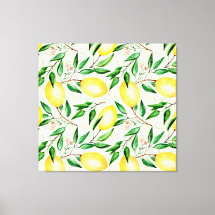 Impressão Em Tela Limões de aquarela, padrão de fruta sem costura.