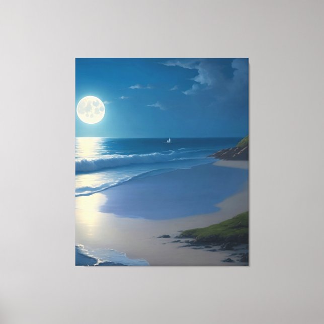 Impressão Em Tela Linda Arte de Lua Completa (Frente)