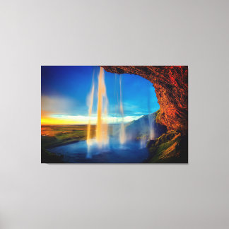Impressão Em Tela Linda cascata na natureza sunset Fotografia