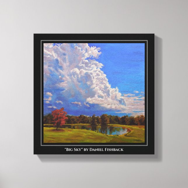 Impressão Em Tela Linda cena de Fazenda de Illinois com grandes nuve (Frente)