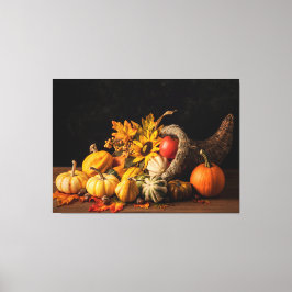 Impressão Em Tela Linda Cornucopia Cheia De Chaminés De Outono