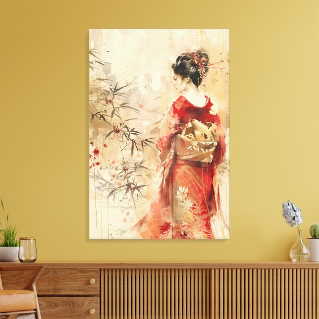 Impressão Em Tela Linda e bonita Geisha (Insitu(Sala de estar))