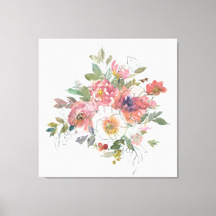 Impressão Em Tela Linda Elegante flor de aquarela flores buquê arte