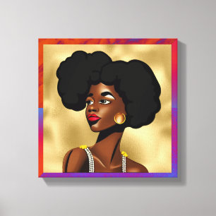Impressão Em Tela Linda Mulher Estilo Afrocêntrica