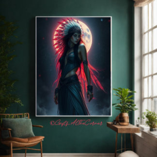 Impressão Em Tela Linda Mulher Nativa Americana Celestial