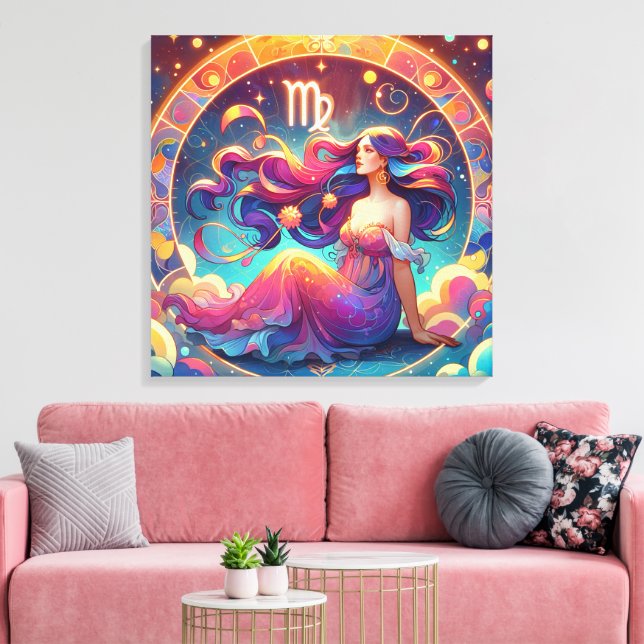Impressão Em Tela Linda Mulher Virgo | Arte Horoscópica (Insitu(Sala de estar))