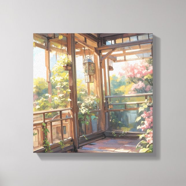 Impressão Em Tela Linda paisagem de Balcony Ver Pintura (Frente)