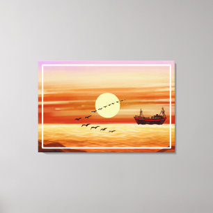 Impressão Em Tela Linda paisagem solar Decorativa Fundo Decorativo