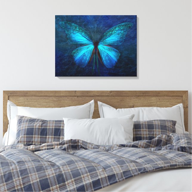 Impressão Em Tela Linda pintura da borboleta azul (Insitu(Quarto))