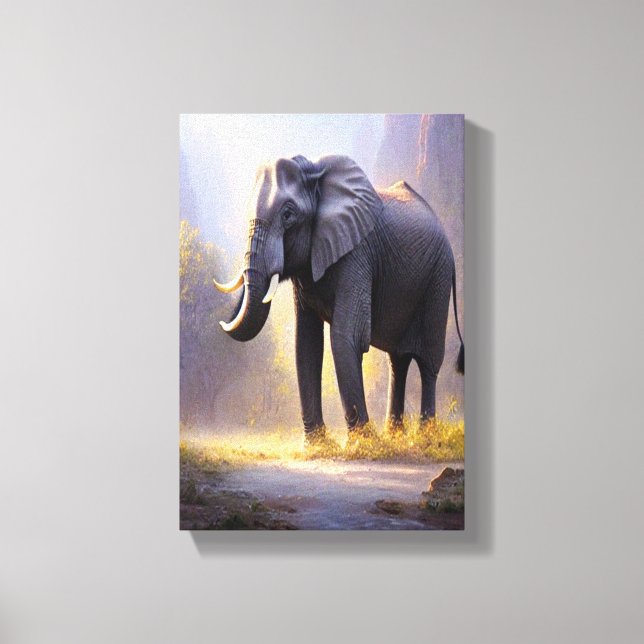 Impressão Em Tela Linda pintura de um elefante em sua natureza (Frente)