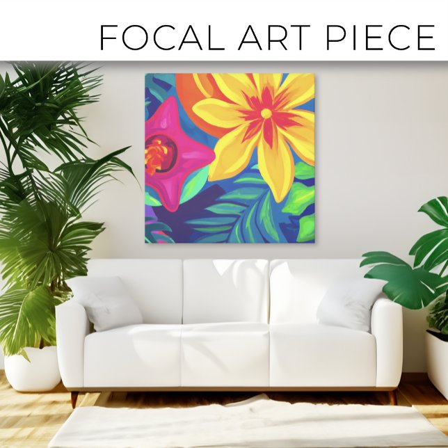 Impressão Em Tela Linda pintura floral tropical (Criador carregado)