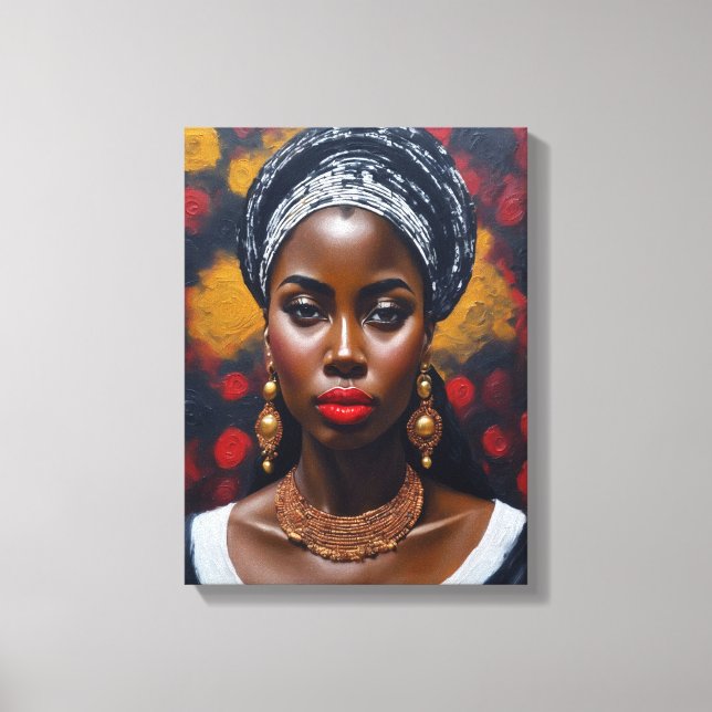 Impressão Em Tela Linda pintura negra africana (Frente)
