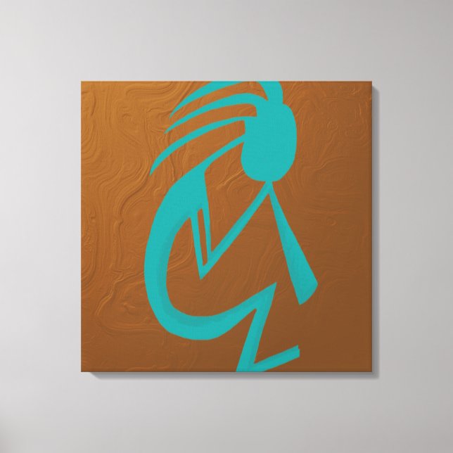 Impressão Em Tela Linda pintura Teal Kokopelli (Frente)