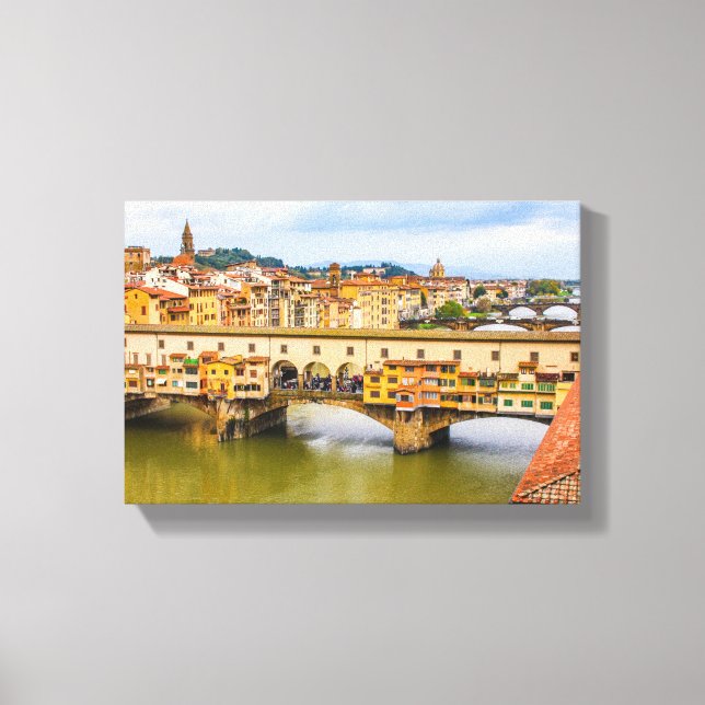 Impressão Em Tela Linda Vista Ponte Vecchio, Florença, Itália (Frente)