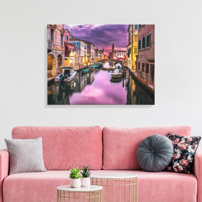 Impressão Em Tela Lindo Canal com Edifícios e Barcos (Insitu(Sala de estar))