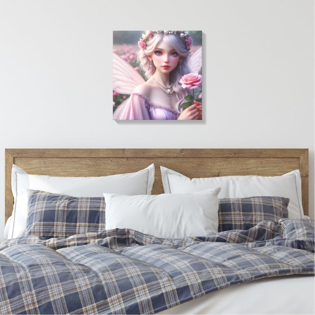 Impressão Em Tela Lindo Fada de Junho em Rosas (Insitu(Quarto))