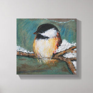 Impressão Em Tela Lindo Impresso em Tela de Chickadee de Capuz Preto