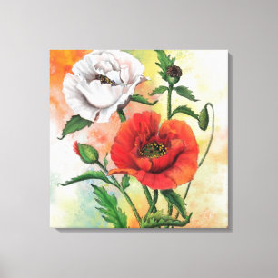 Impressão Em Tela Lindos papagaios brancos vermelhos - Pintura de ar