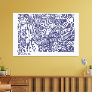 Impressão Em Tela Line art Starry Night