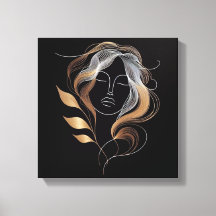 Linha Artística Feminina com Fluxo de Folhas Doura